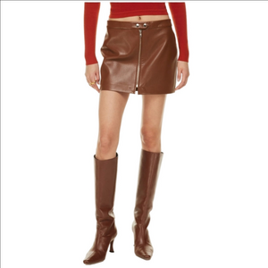 ARITZIA WILFRED Rekindle brown buttery soft faux leather mini skirt